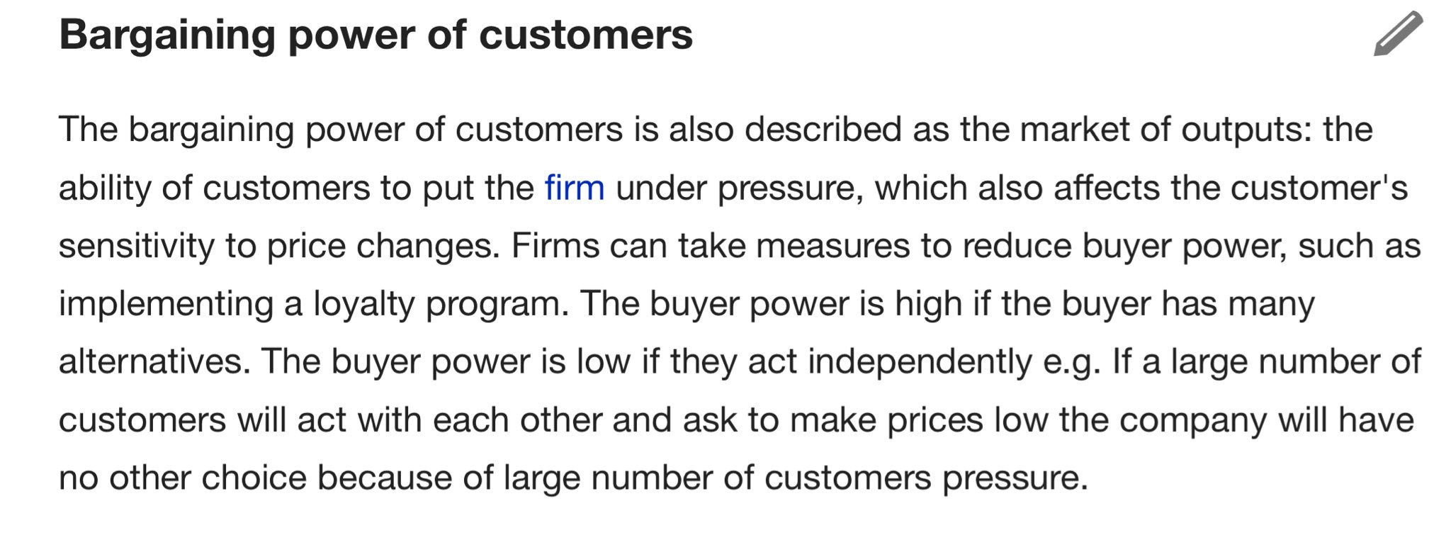 Bargaining power of customers