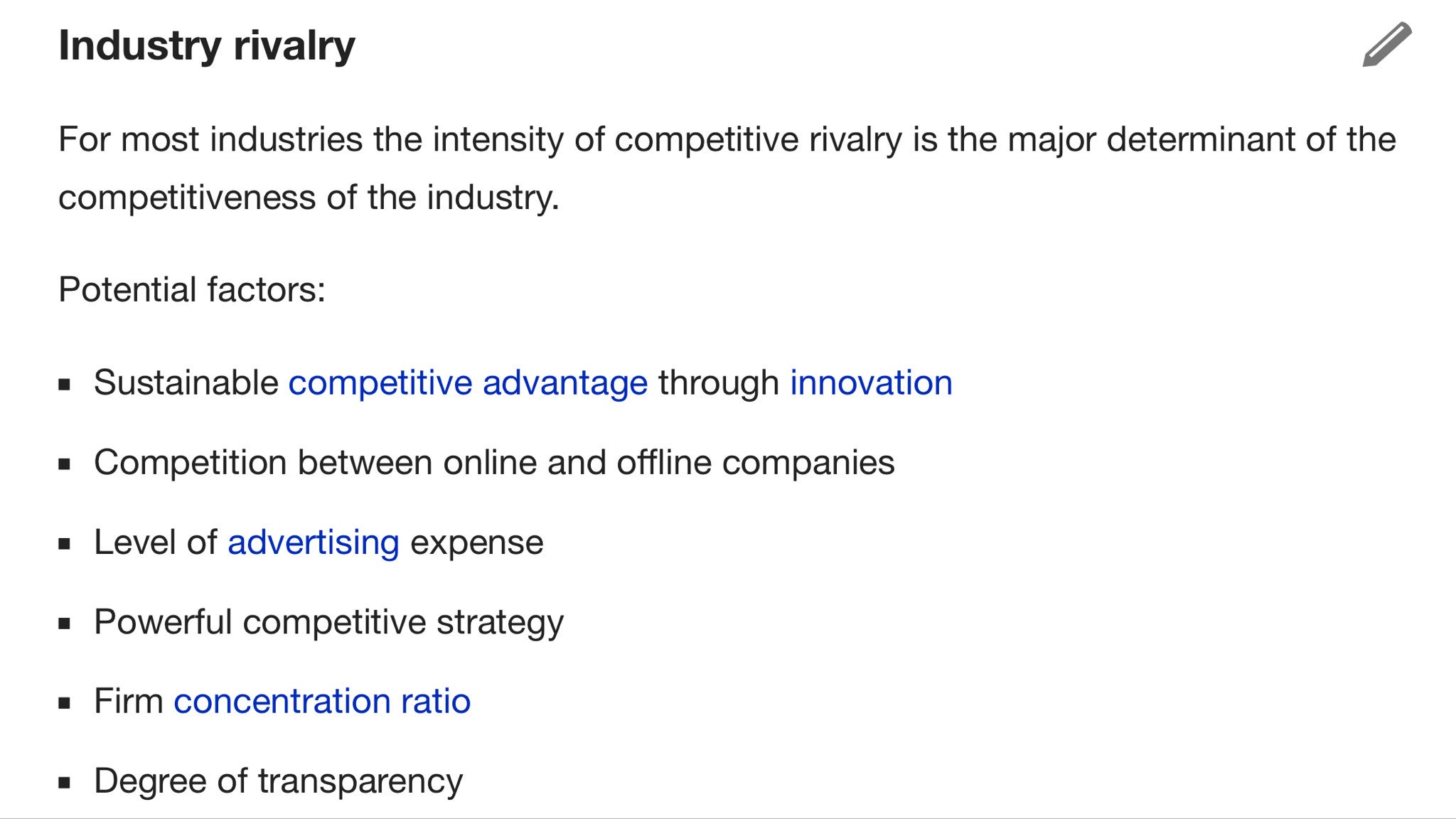 Industry rivalry