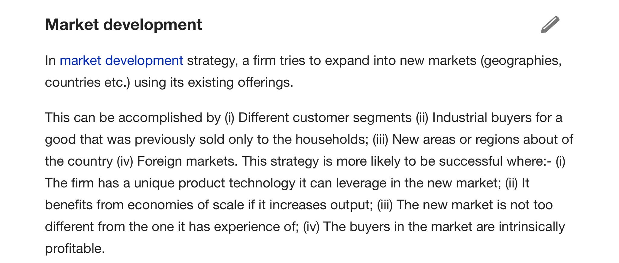 Market development