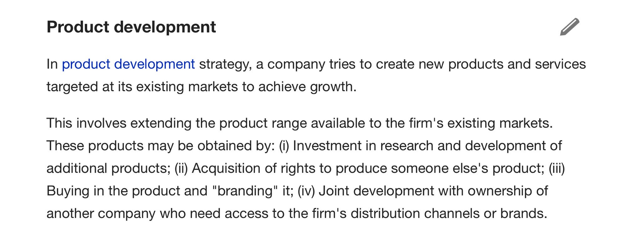 Product development