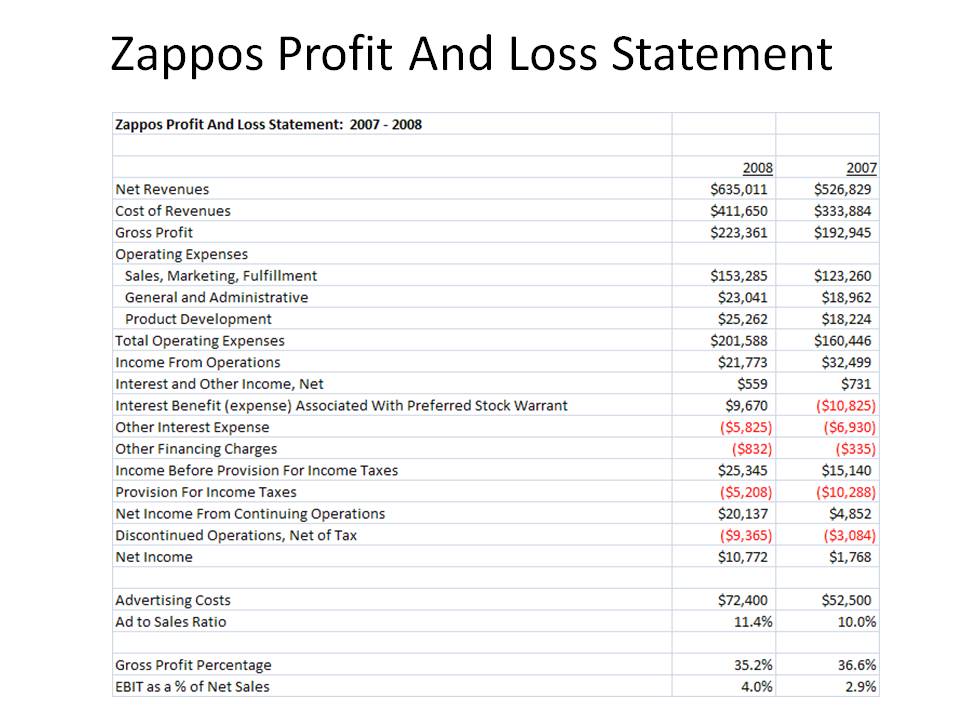 Example Profit and Loss Statement