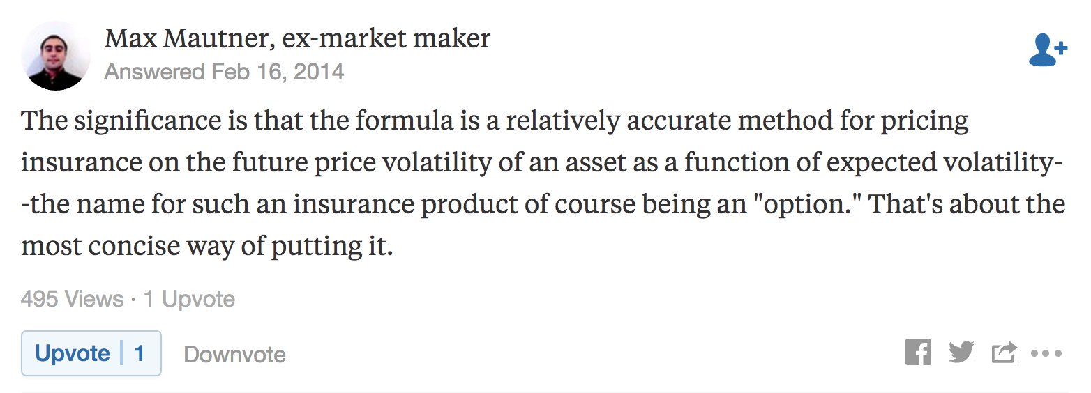 Why is the Black Scholes formula important